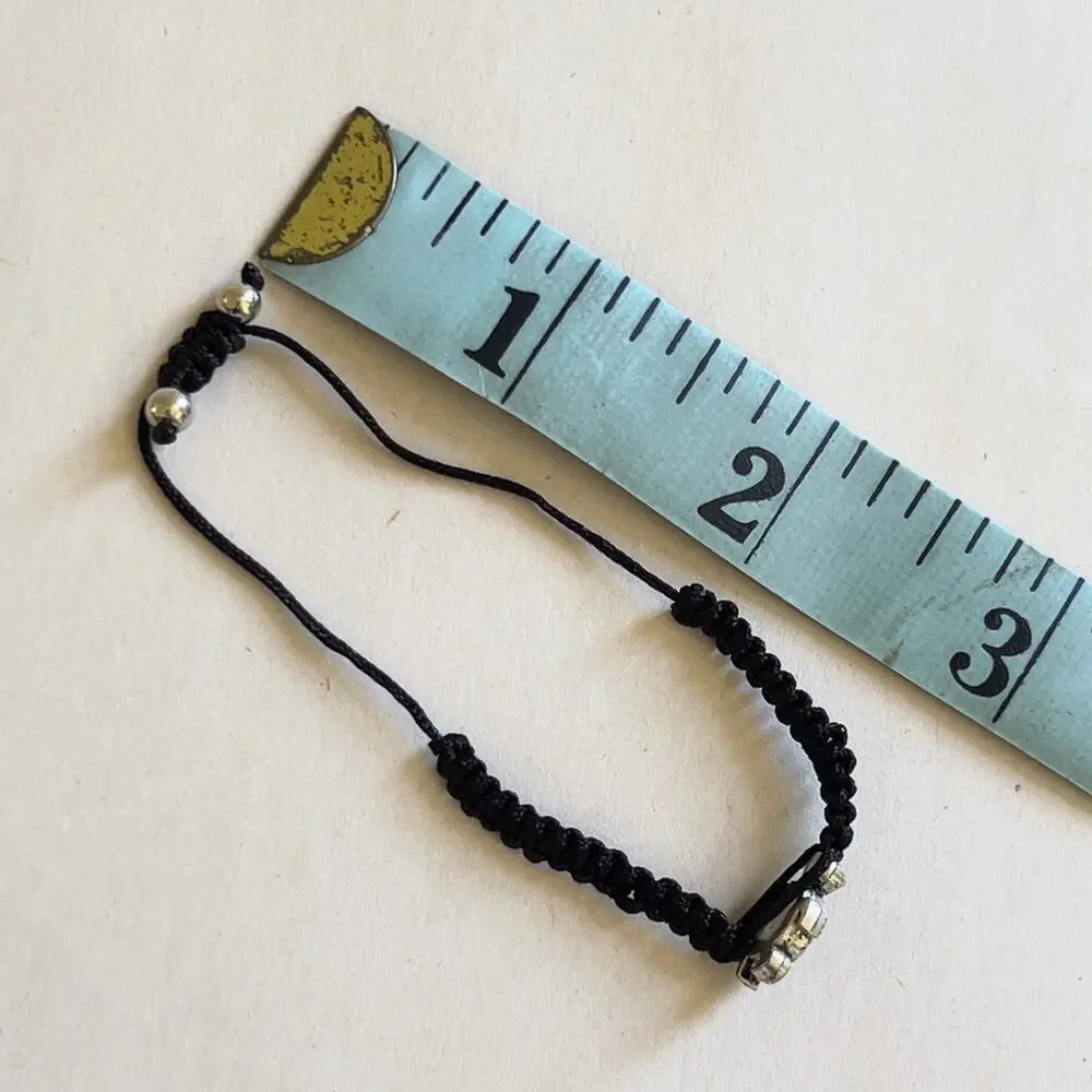 Turtle Black Adjustable Bracelet Silver Tone Charm Children's Size Handmade